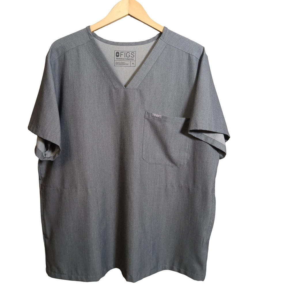 FIGS‎ Technical Collection Grey V Neck Scrub Top Size XL Women's